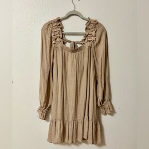 Tan Ruffle Women’s Flowy Dress
